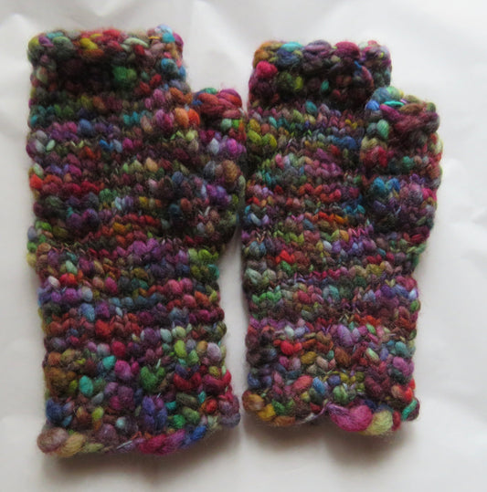 Mittens - Fingerless Mittens in Blue Face Leicester in Marbles Colorway