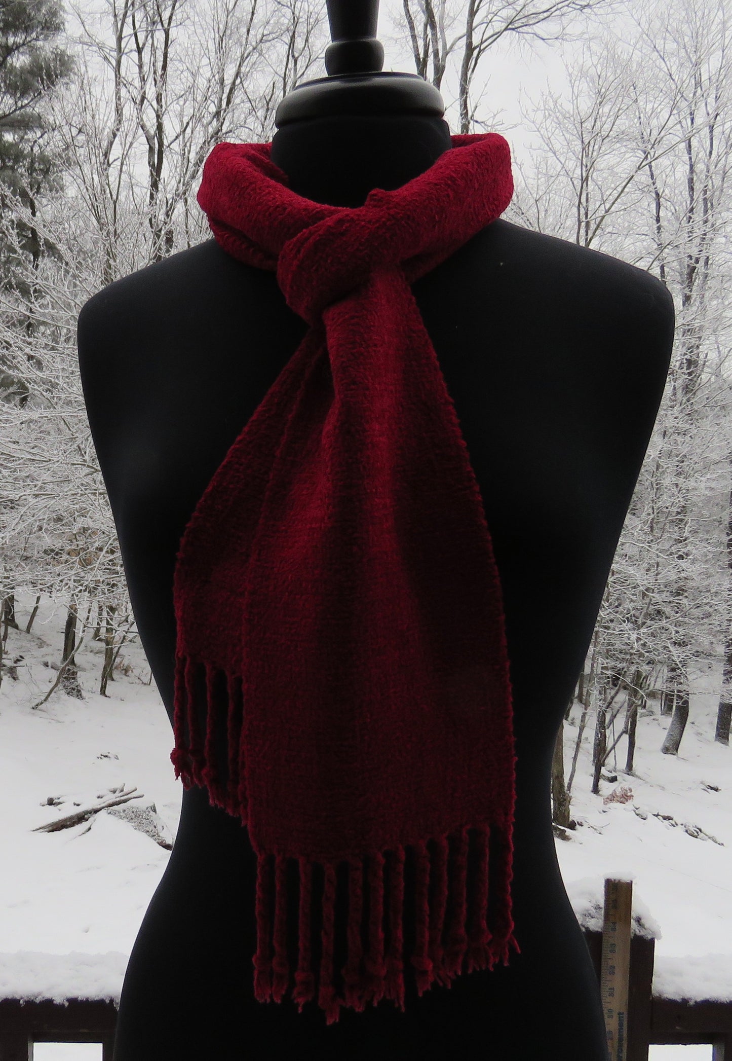 Scarf - Red in Rayon Chenille