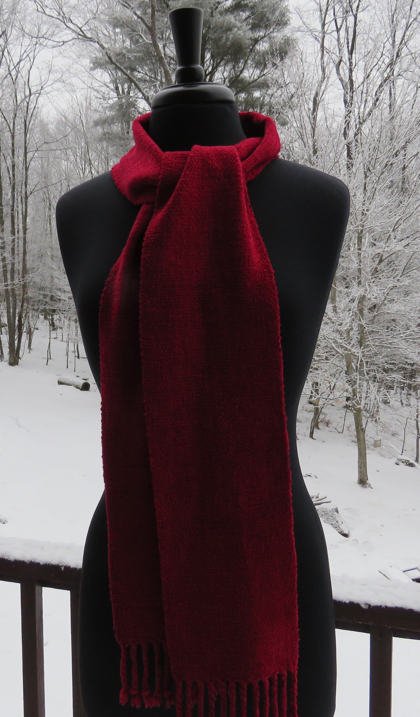 Scarf - Red in Rayon Chenille